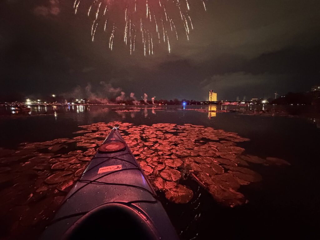 Mystic Riverfest Kayak Fireworks